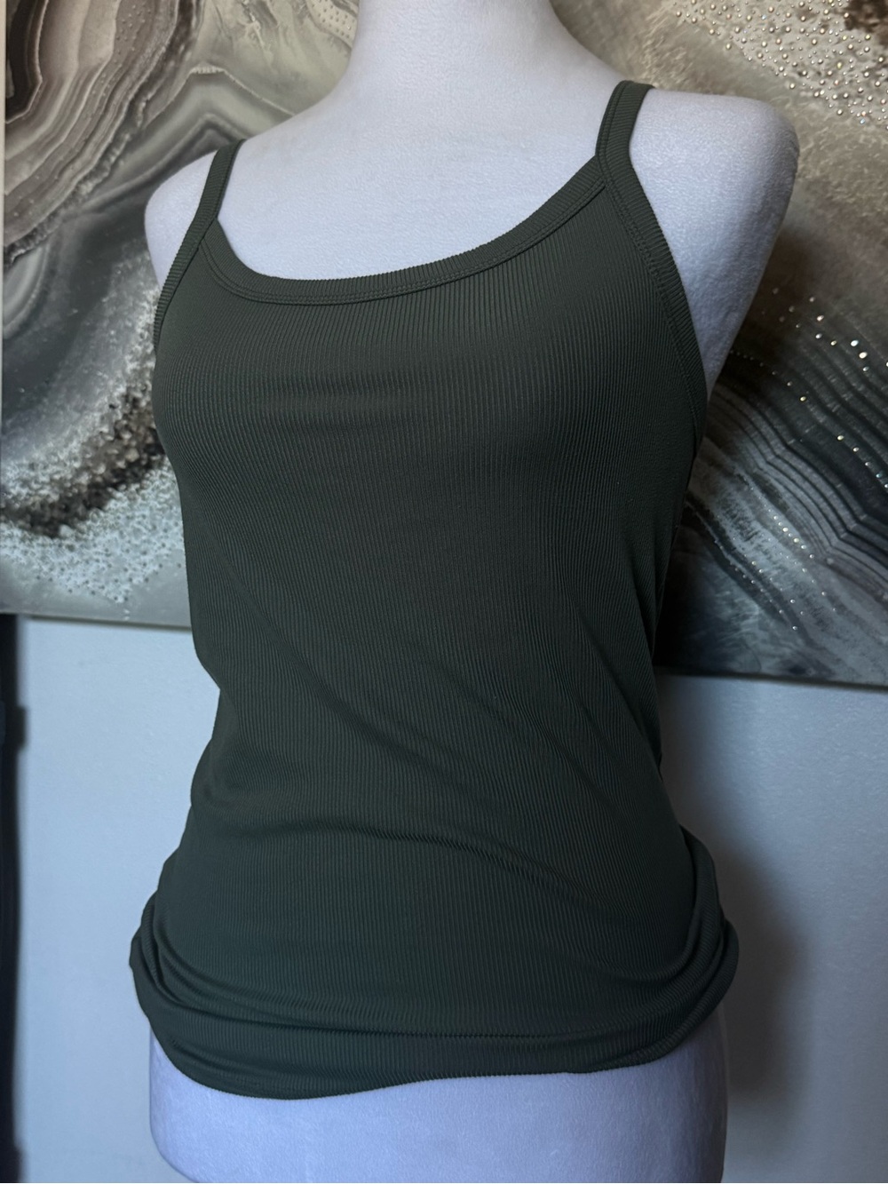 No Boundaries Olive Green Ribbed Tank Top